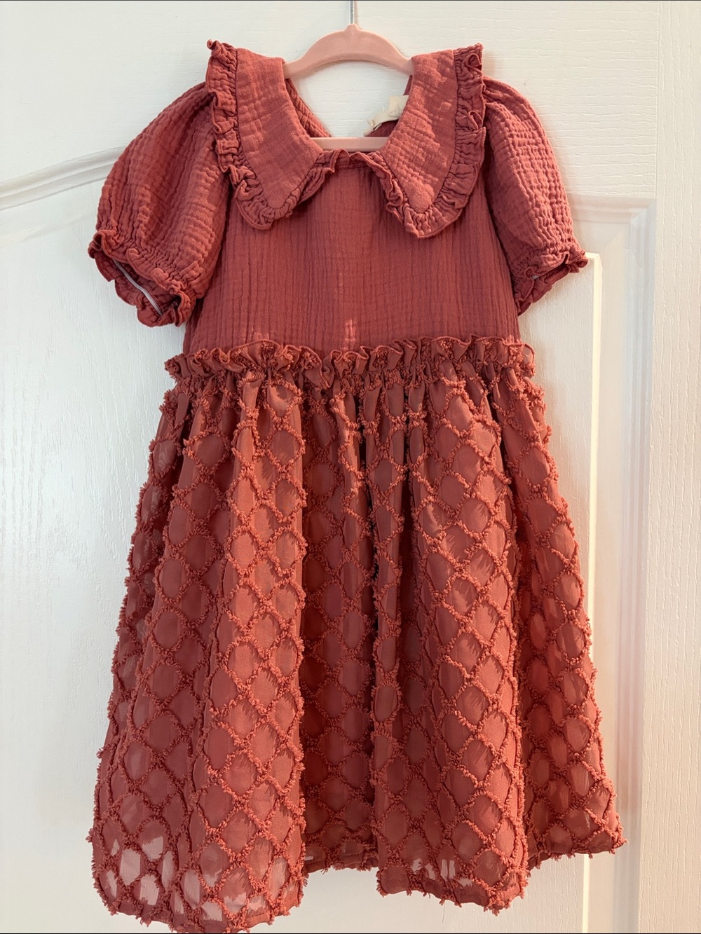 Girls' Ruffled Collar Party Dress in Mauve